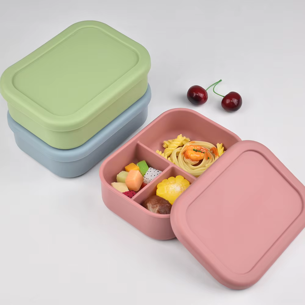 Boîte à déjeuner Bento en Silicone de qualité alimentaire à 3 compartiments