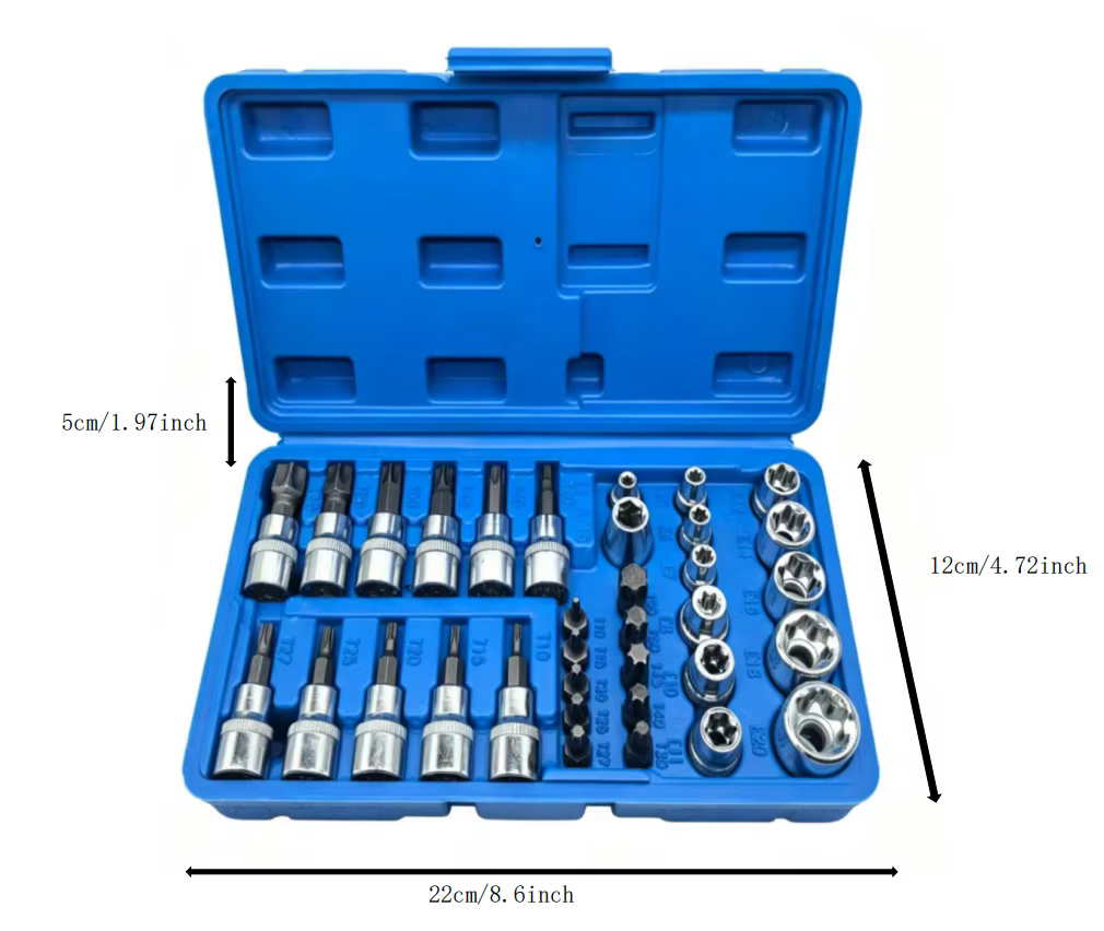 Jeu de douilles Torx professionnelles 34 pièces
