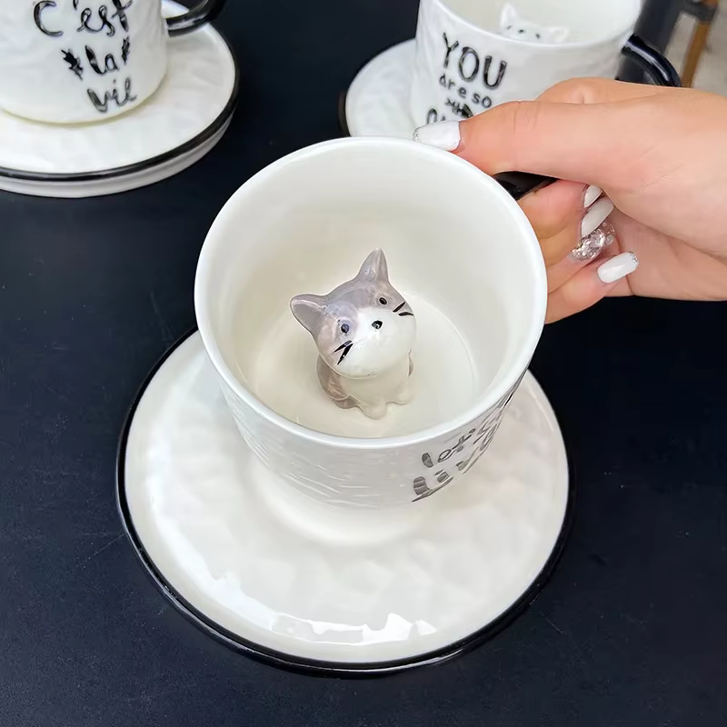 Tasse à griffes de chat en céramique
