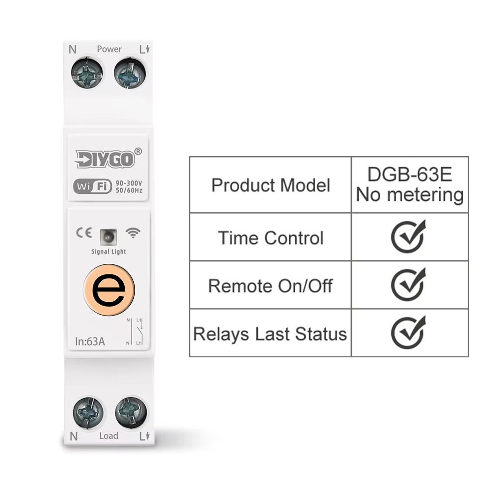 Bricolage GO ewelink 1P + N 63A MCB WIFI commutateur intelligent compteur d'énergie Kwh mesure disjoncteur minuterie relais protection de la maison intelligente