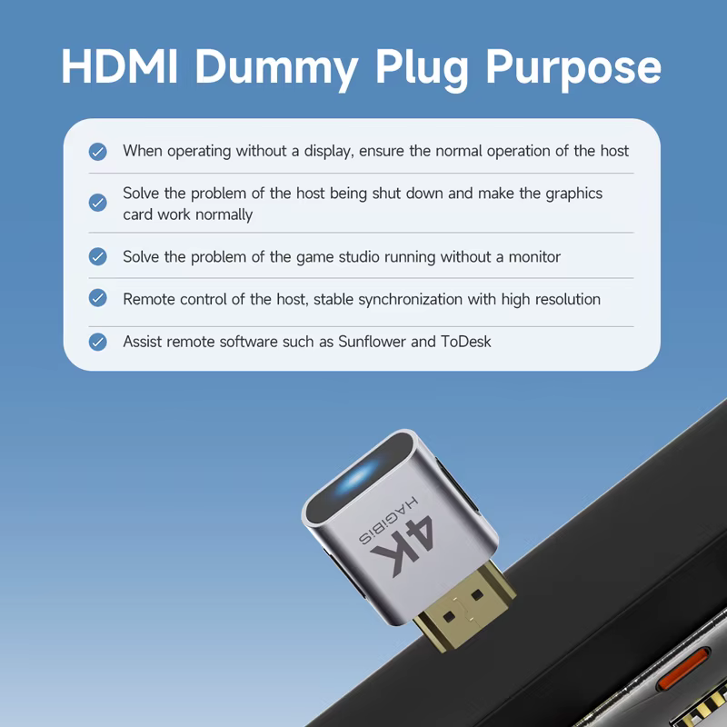 Hagibis 4K HDMI prise factice DisplayPort EDID émulateur