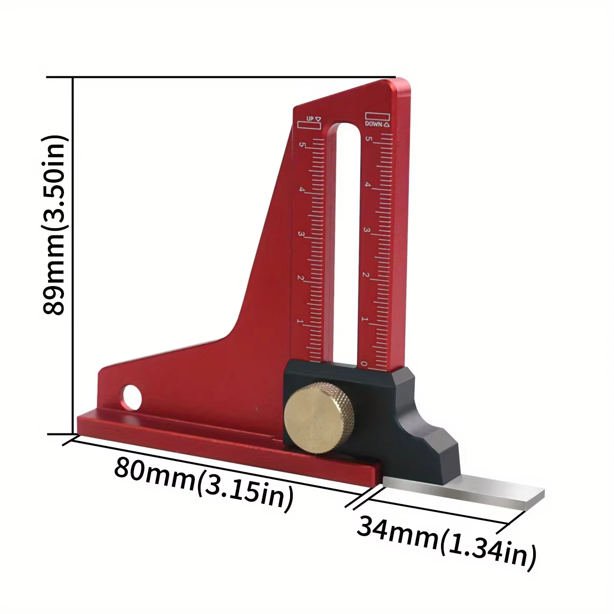 Jauge de profondeur réglable 0-50 mm pour scie à table - Outil de mesure de hauteur en alliage d'aluminium