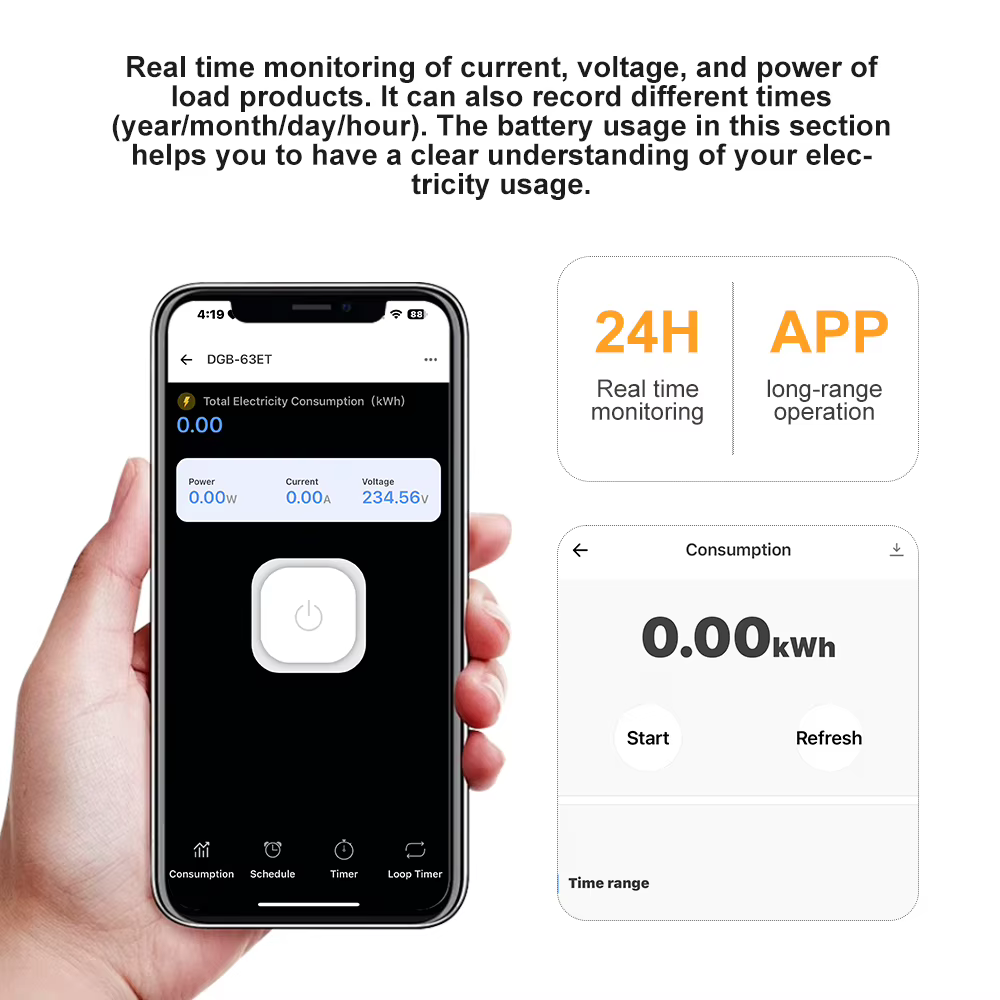 Bricolage GO ewelink 1P + N 63A MCB WIFI commutateur intelligent compteur d'énergie Kwh mesure disjoncteur minuterie relais protection de la maison intelligente