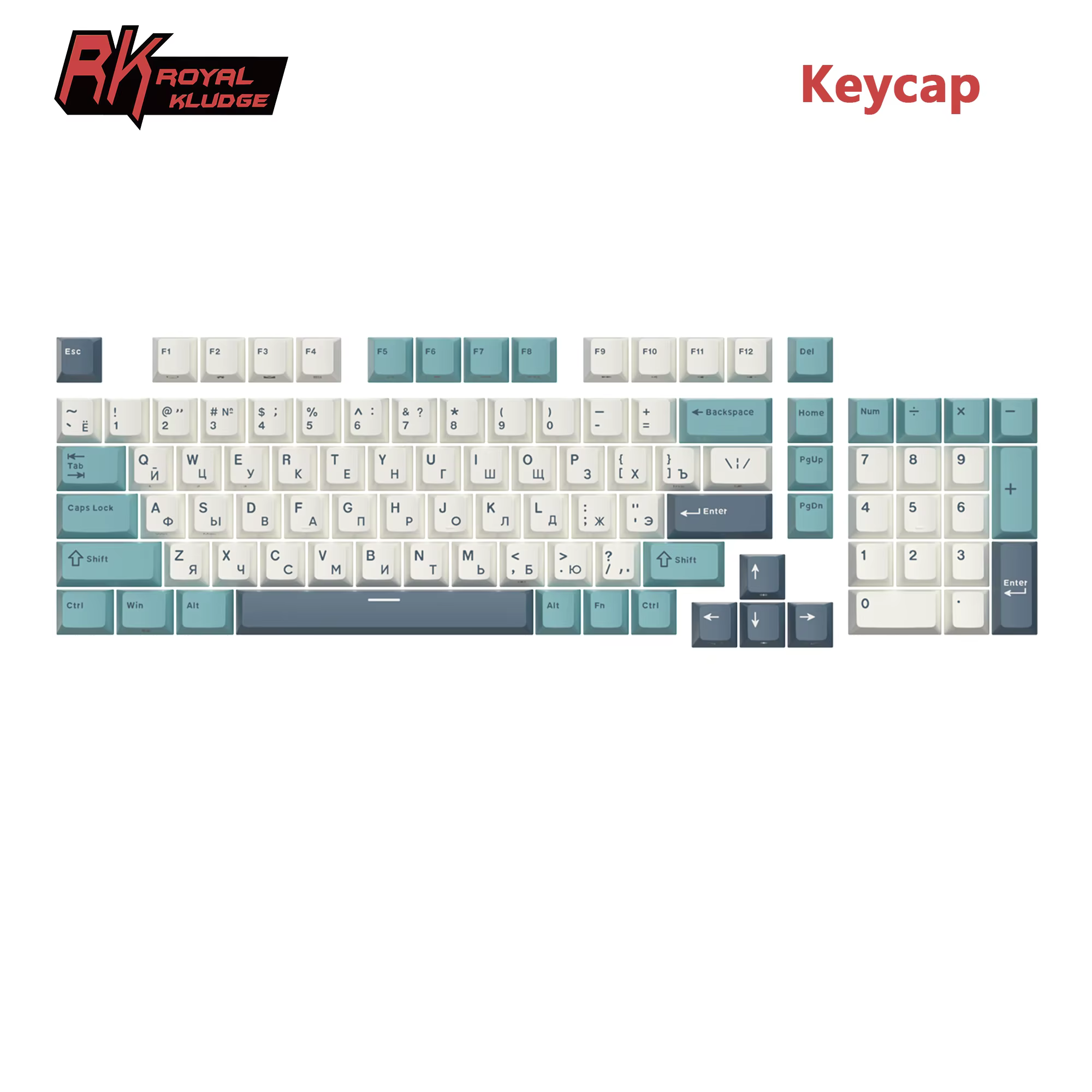 RK ROYAL KLUDGE anglais russe PBT Colorblock Keycaps 98 touches PBT matériau Sublimation adapté au clavier de jeu mécanique