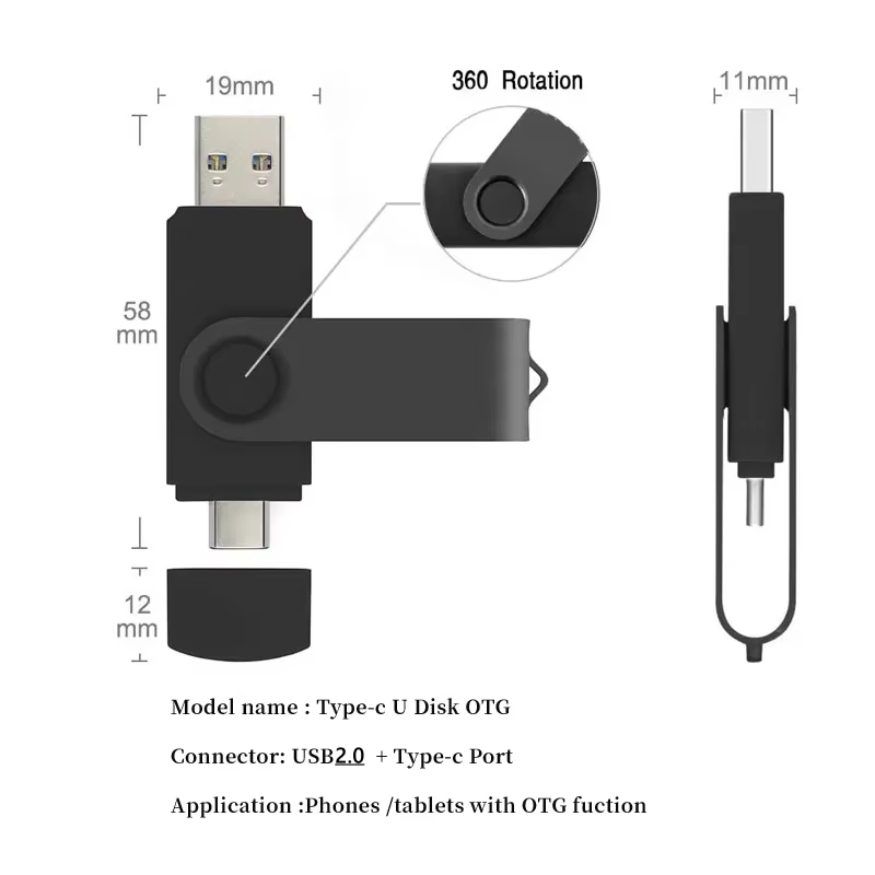 Clé USB avec Logo personnalisé, 128 mo, 256 mo, 1 go, 2 go, type-c, double usage, rotative, 128 go, 64 go, 32 go, pour photographe et Smartphone