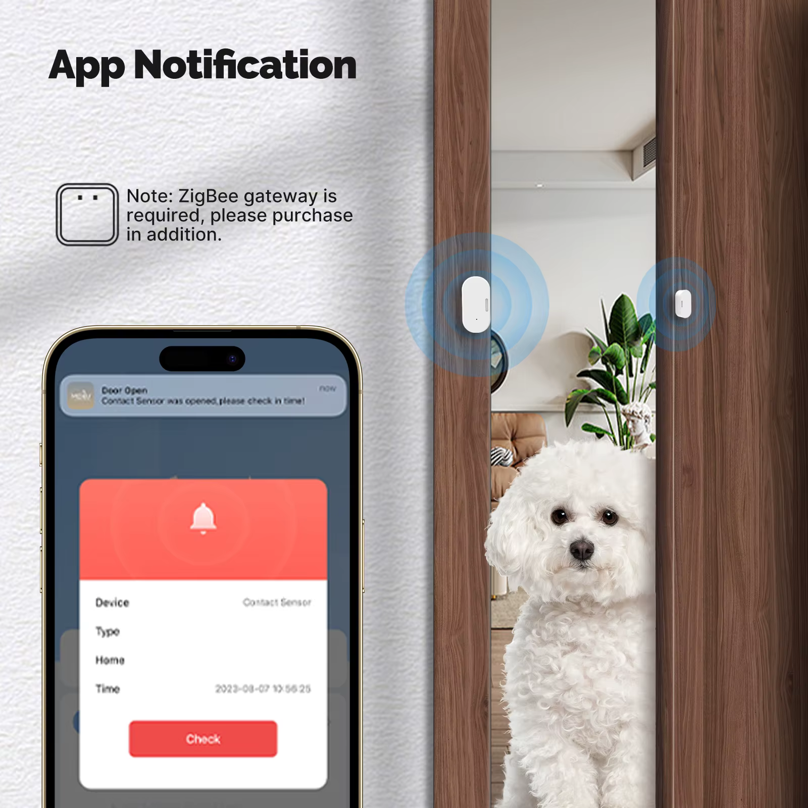 Capteur de porte/fenêtre intelligent MOES Tuya ZigBee avec détection de lumière