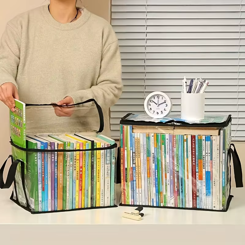 Boîtes de rangement transparentes avec couvercle rabattable - Grands bacs