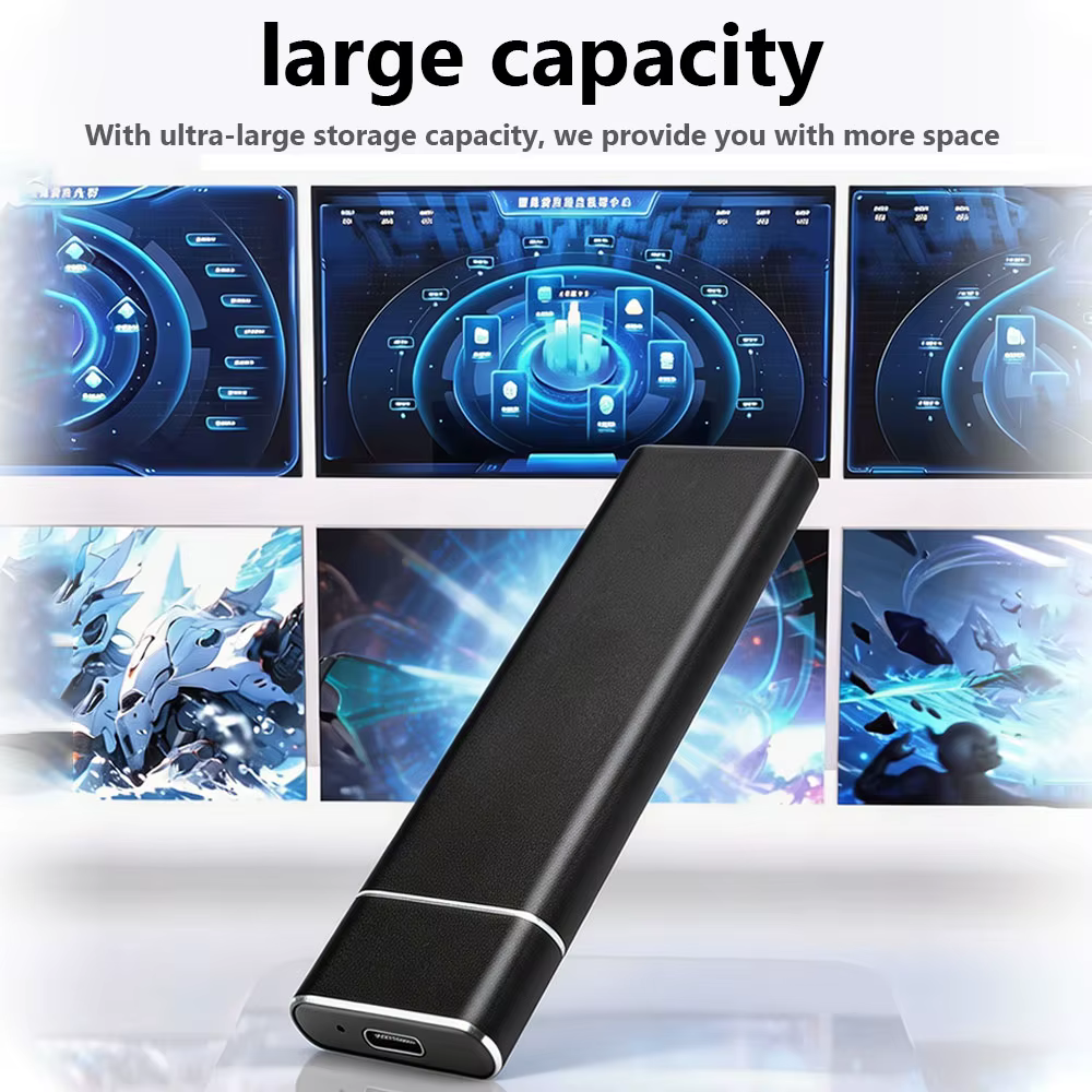 SSD externe portable USB 3.1 haute vitesse 2 To, 1 To, 4 To, grande capacité originale pour PC, ordinateur portable, Mac, téléphone portable