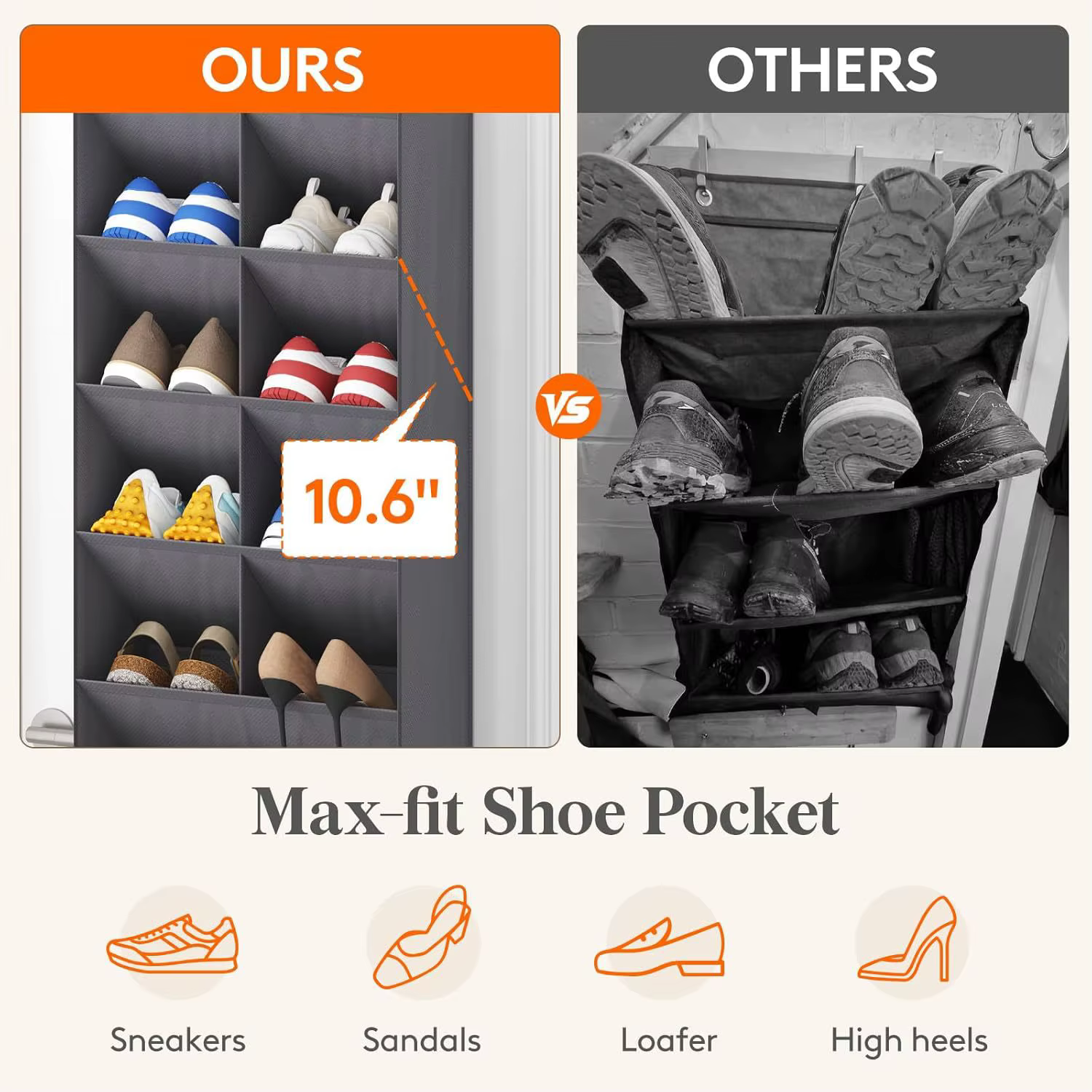 Sac de rangement pour chaussures en tissu, à suspendre à la porte, pour placard, dortoir, peut contenir jusqu'à 12 paires, organisateur de chaussures multi-usages