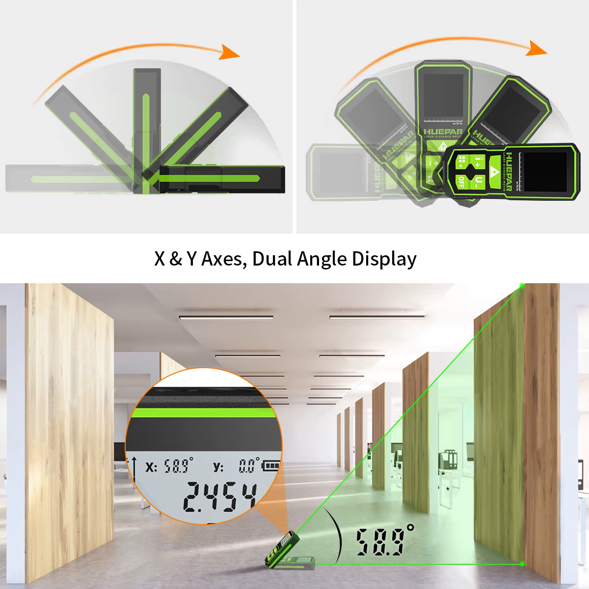 Huepar numérique vert Laser télémètre 60M 100M 120M