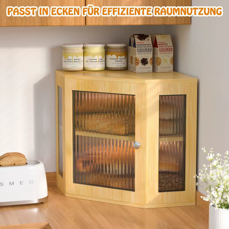 Boîte à pain en bambou et bois, rangement d'aliments d'angle, double couche, pour la maison, pour le tri des desserts, conteneur de rangement
