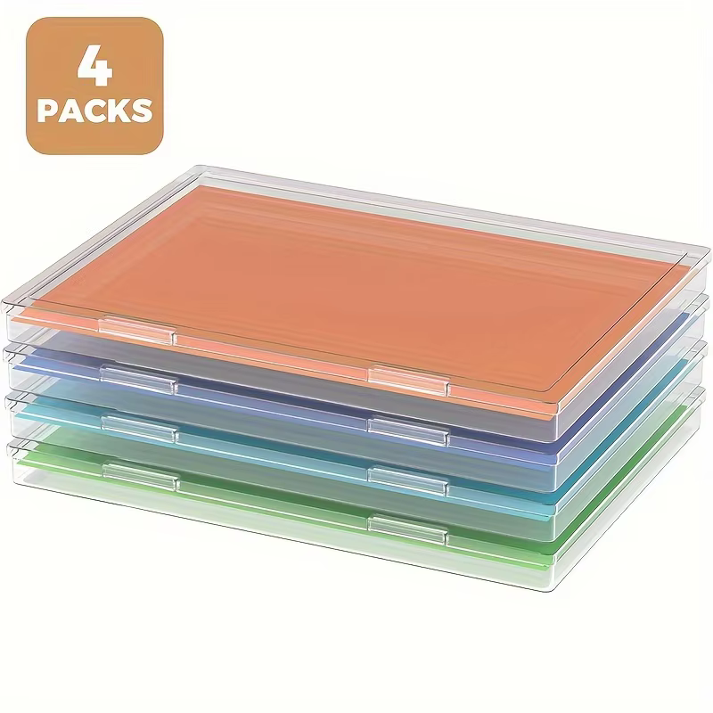 Lot de 4/1 boîtes de rangement A4 transparentes avec couvercles