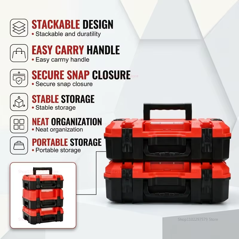 Ensemble de boîtes à outils empilables résistantes à la pression et aux chutes