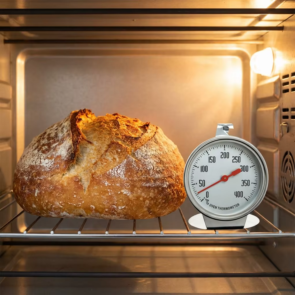 Thermomètre de four en acier inoxydable 0-400 ° Grand cadran - À accrocher ou à poser pour la mesure de la température