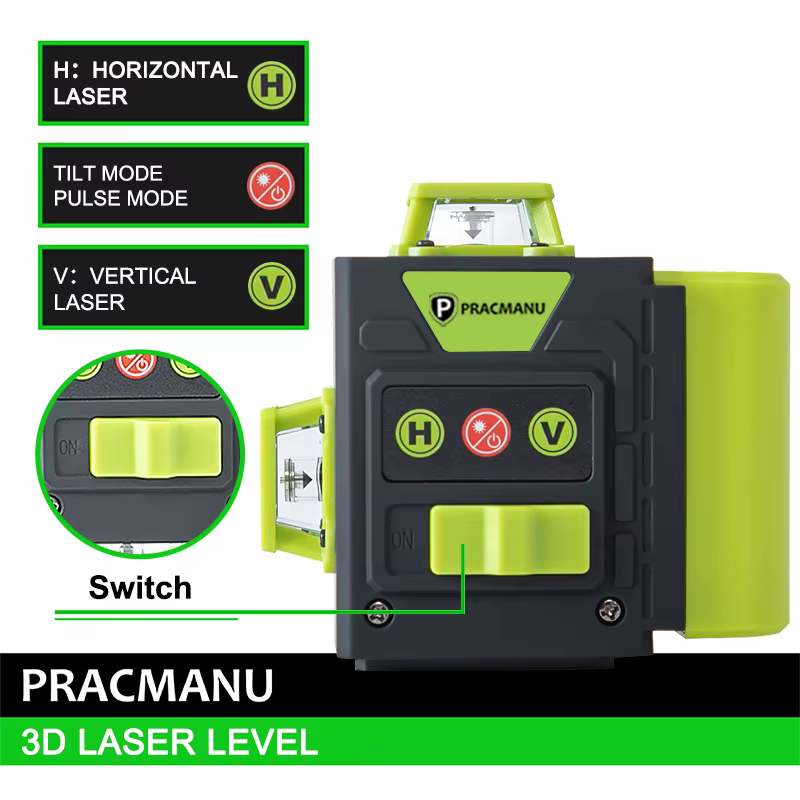 Pracmanu Niveau laser 3D 12 lignes Mini