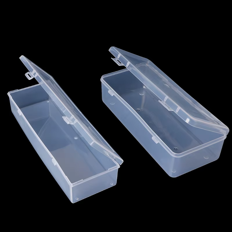 Boîte de rangement rectangulaire en plastique transparent