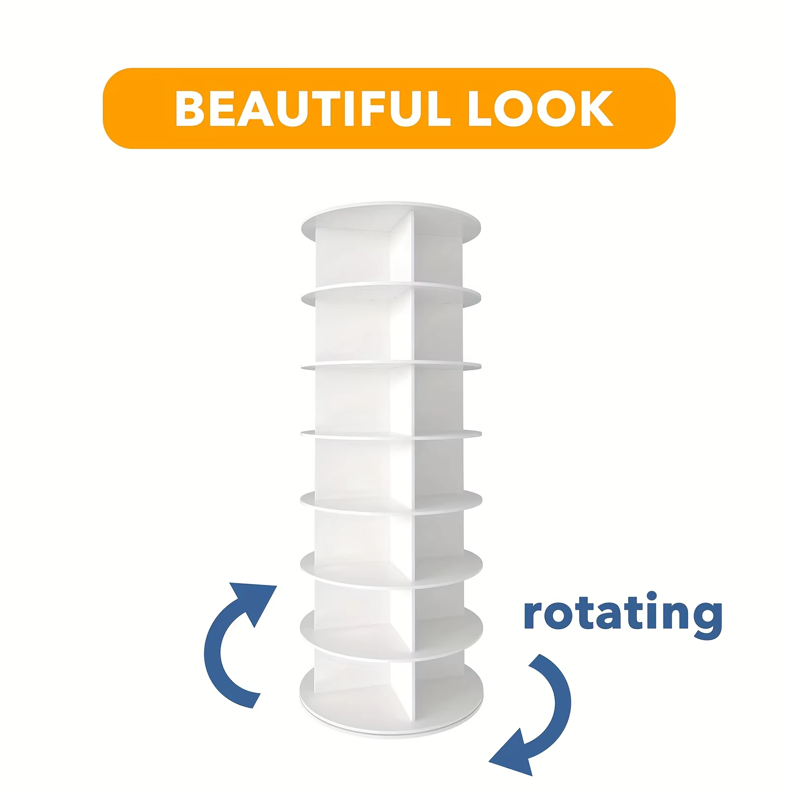 Étagère à chaussures verticale à 7 niveaux - 360 ° Tour rotative | Rangement pliable peu encombrant pour la maison