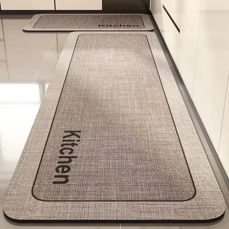 Tapis de sol de cuisine en cuir PVC imperméable et antidérapant