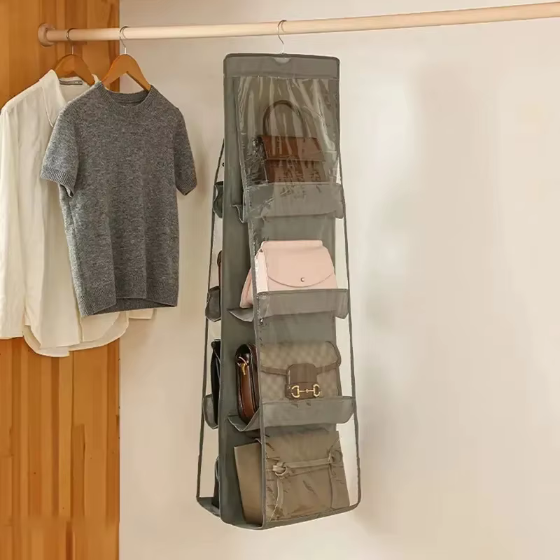 Hanging Handbag Storage Organizer Double-Sided Multi-Layer Dust Proof Bag Holder Wardrobe Hanging Storage Accessory