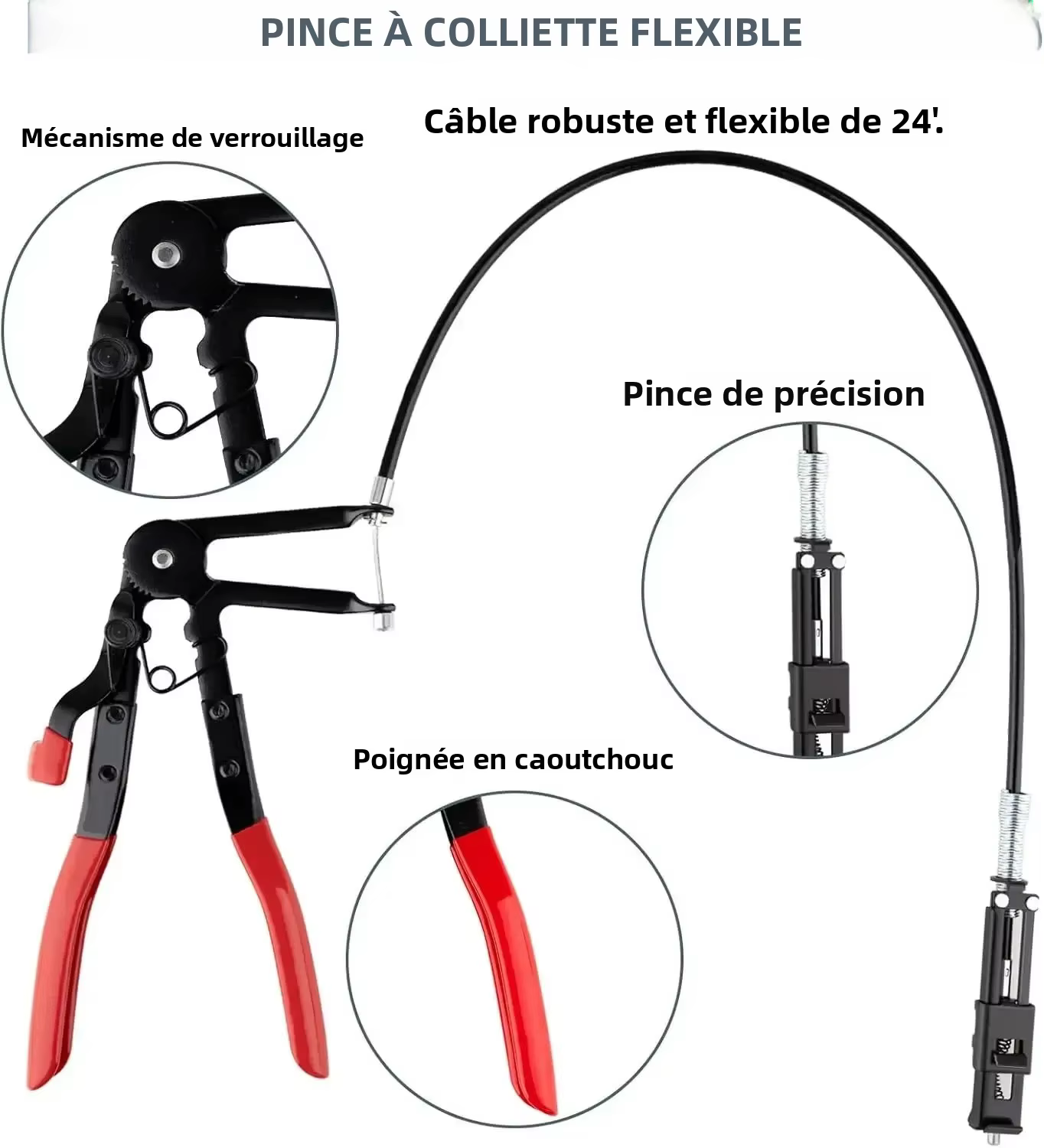 Pince de serrage pour colliers de serrage de tuyaux pliables