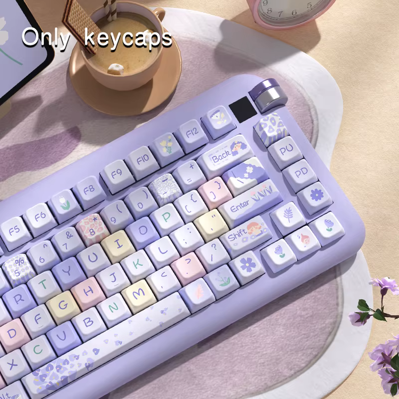 Capuchons de touches thème fille fleurie, 138/158 touches, profil Cherry/Mda, clavier mécanique Pbt, dessin animé, Cool, cadeau de vacances, jeu