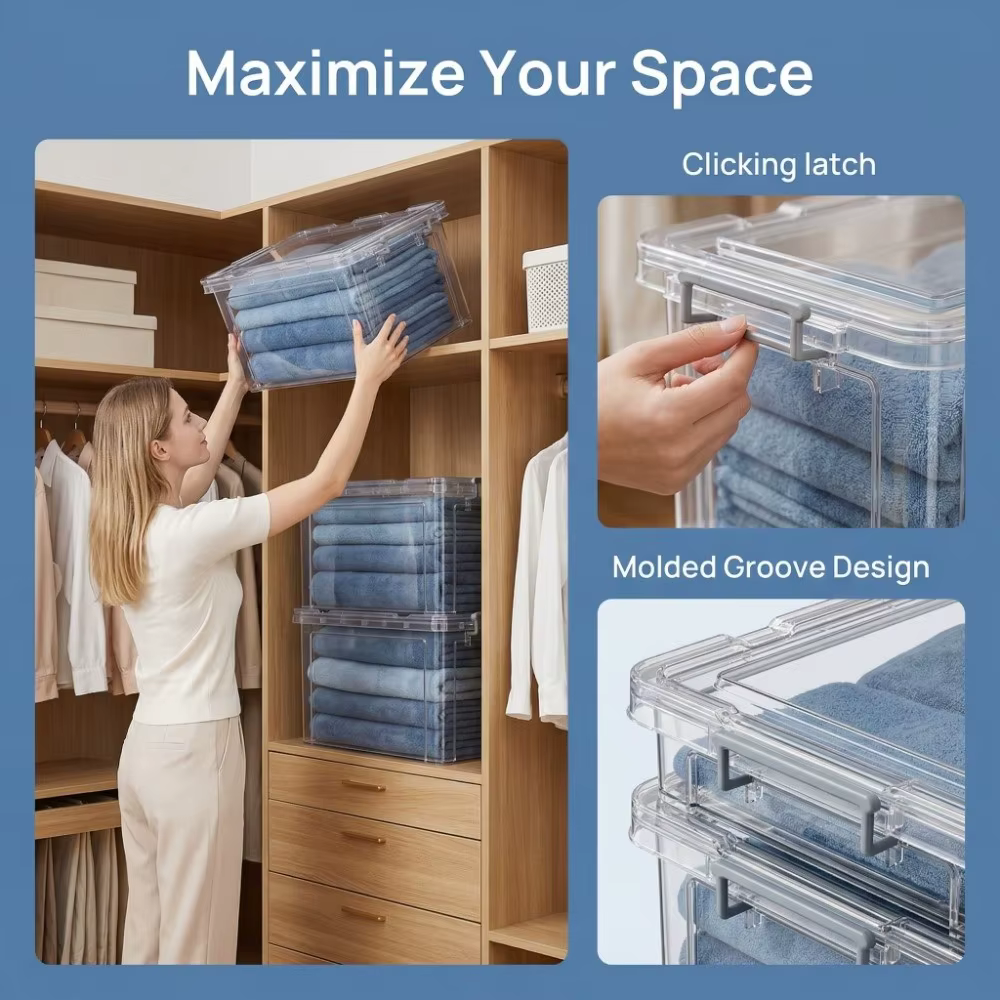 Boîtes de rangement transparentes durables