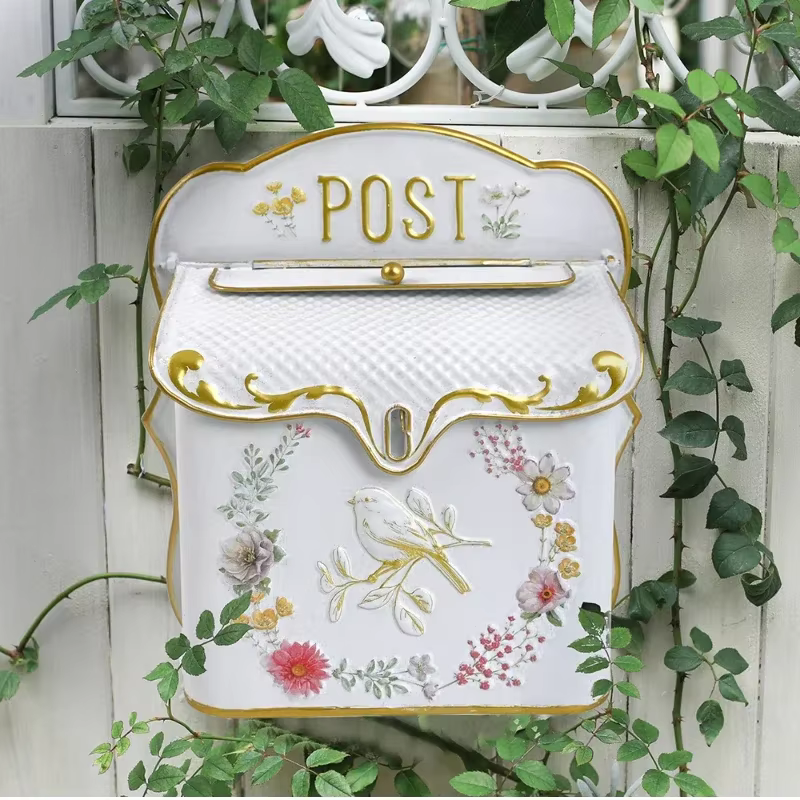 Boîte aux lettres murale en fer forgé en métal de Style européen, boîte aux lettres en Relief tridimensionnelle, décoration extérieure Vintage de jardin, nouvelle collection