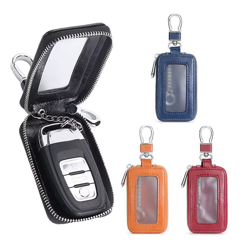 Porte-clés en cuir pour voiture, unisexe, protège-clés, porte-clés multifonction, organisateur, étui pour clés de voiture, porte-clés de voiture, étui pour télécommande de voiture