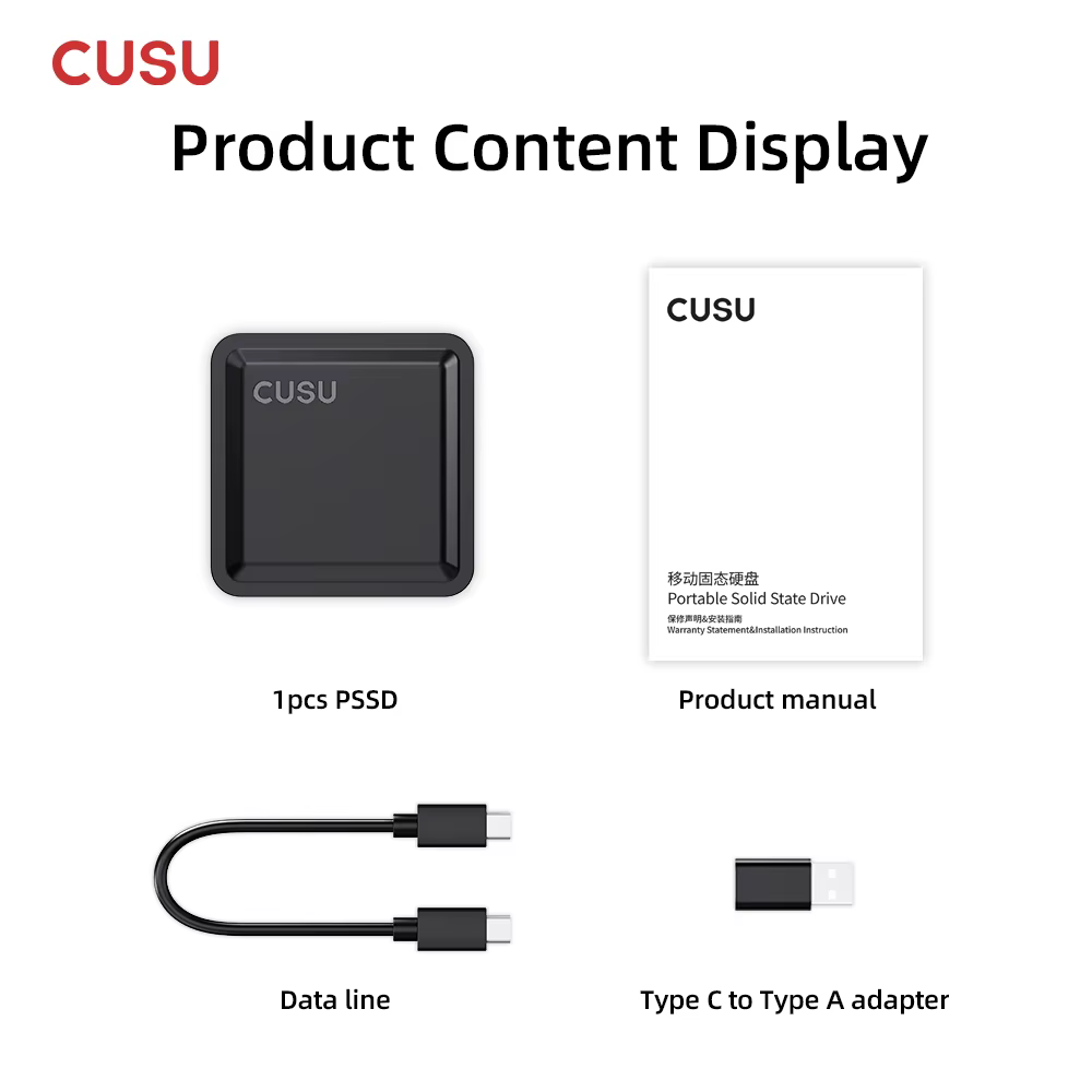 CUSU disque dur externe 1 to SSD 256 go 512 go 2 to disque SSD Portable disque SSD USB3.2 Gen2 Type C pour téléphone ordinateur Portable de bureau