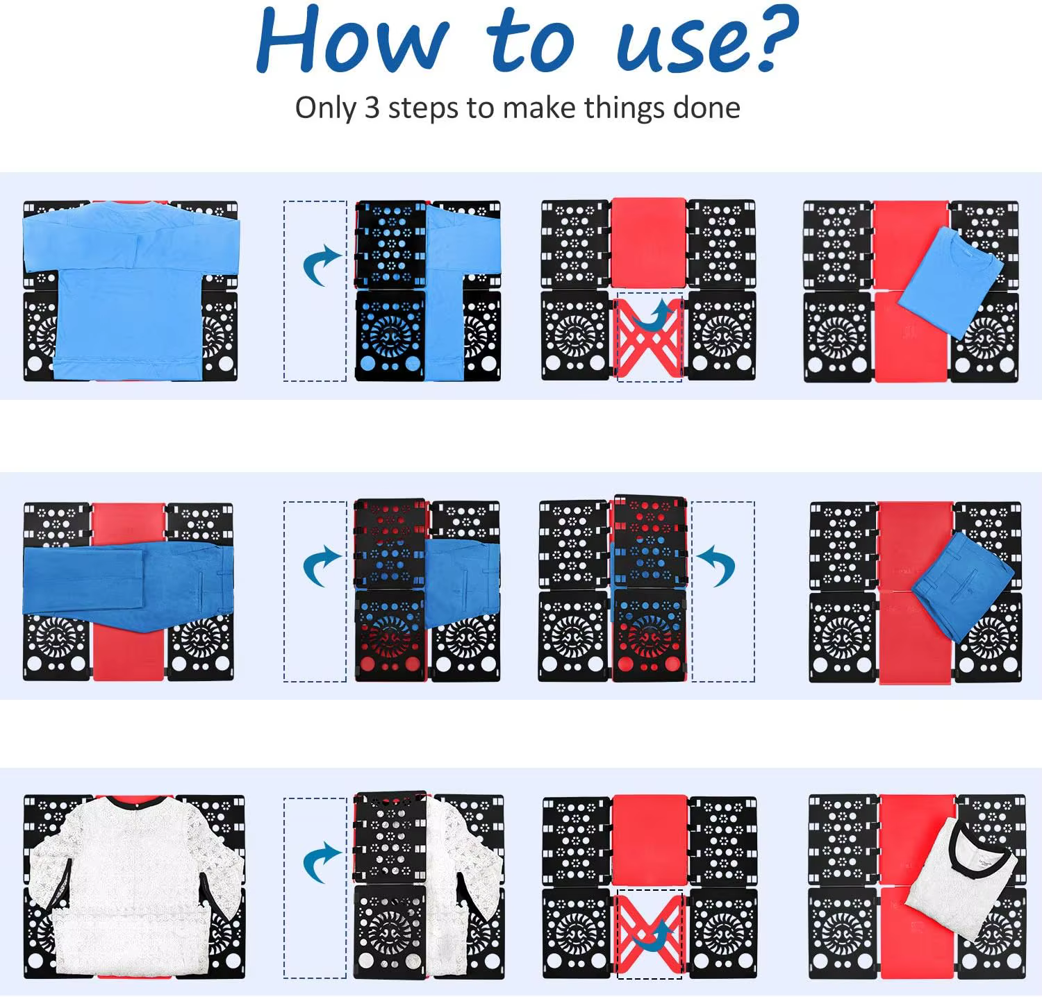 Planche pliante pour chemises, t-shirts, dossier pour vêtements, aide pliante en plastique Durable, planches pliantes faciles et rapides pour adultes et enfants