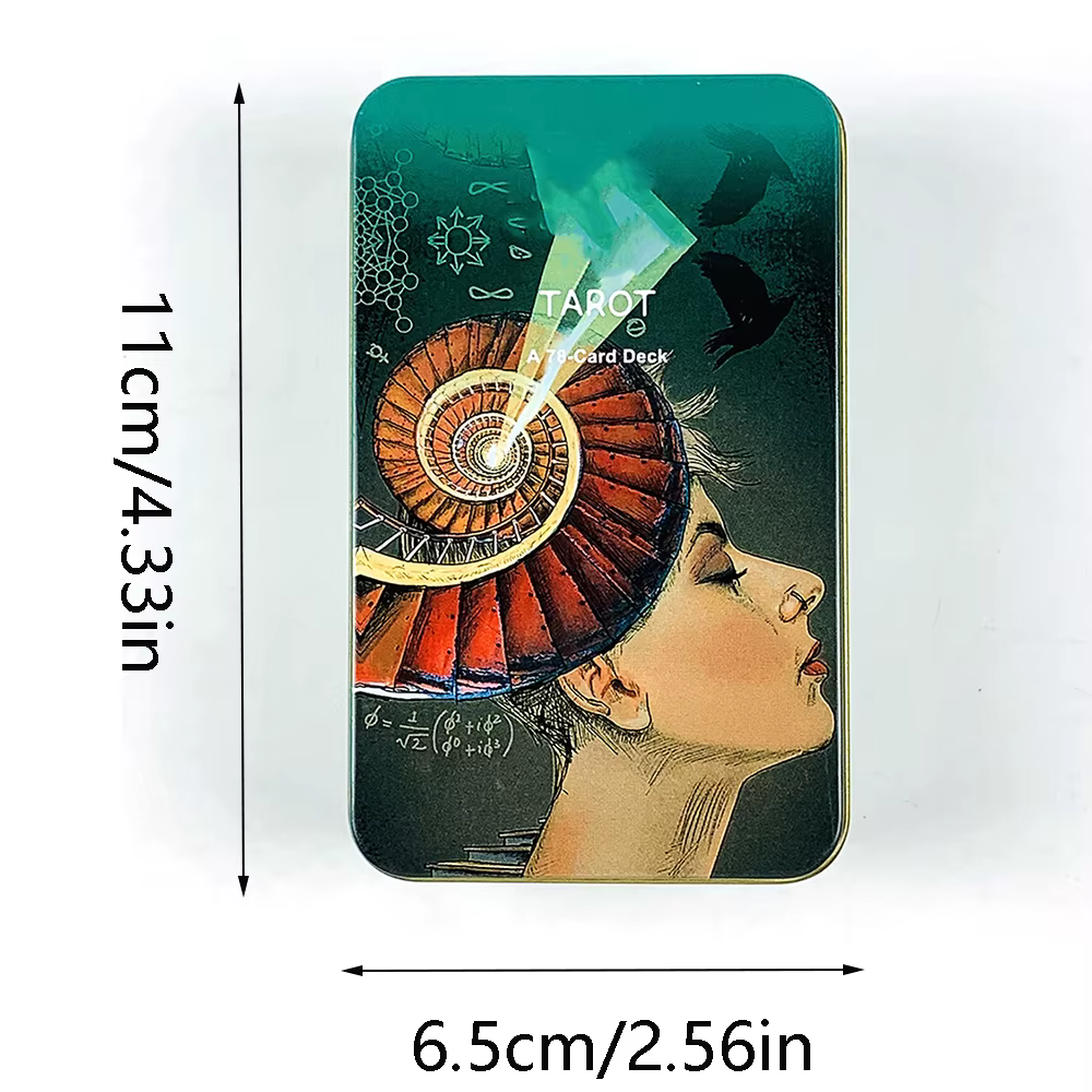 Cartes de tarot en boîte métallique