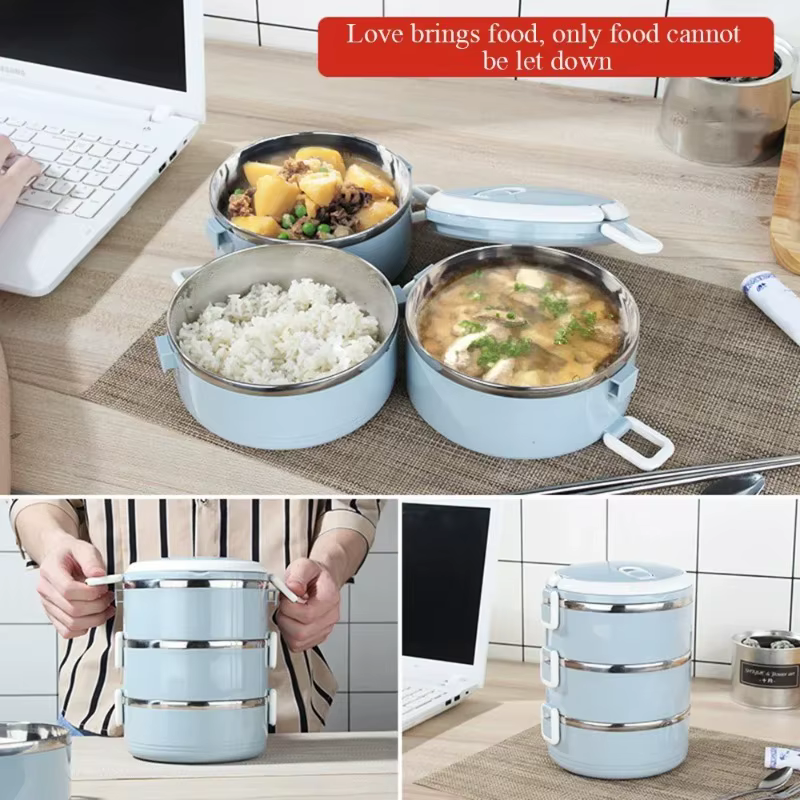 Boîte à lunch avec couvercles, compatible micro-ondes, multifonctionnelle avec poignée, grand récipient alimentaire pour le travail et l'école