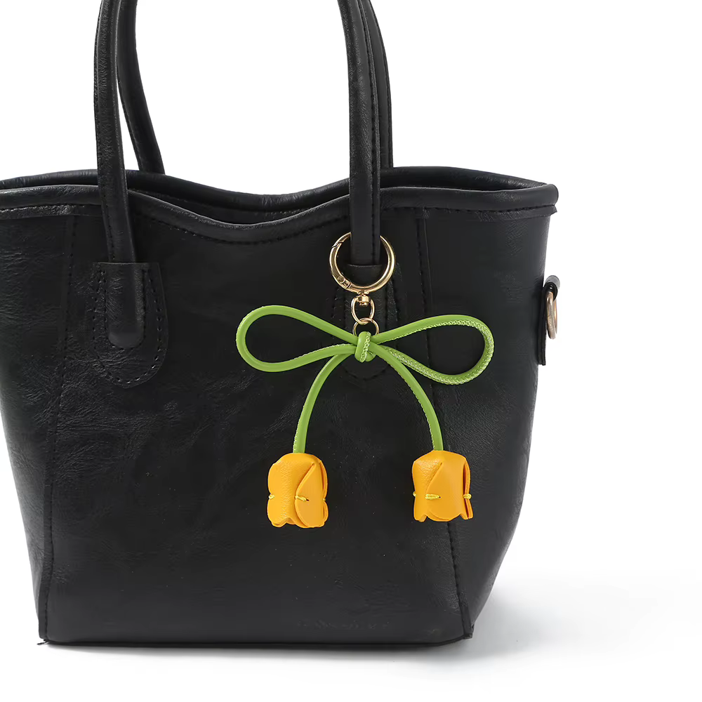 Porte-clés en PU avec nœud tulipe