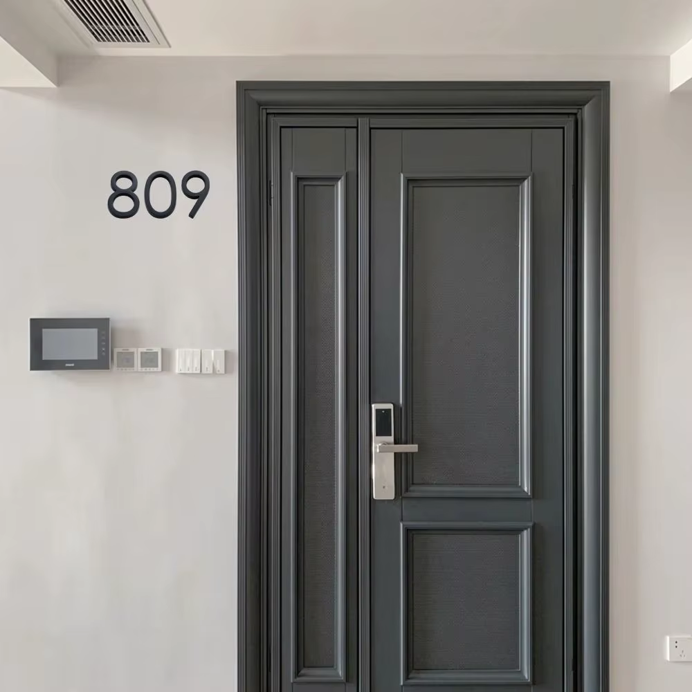Plaque de numéro de porte autocollante 3D noire de 4 pouces/10 cm pour boîte aux lettres, hôtel, adresse, de 0 à 9