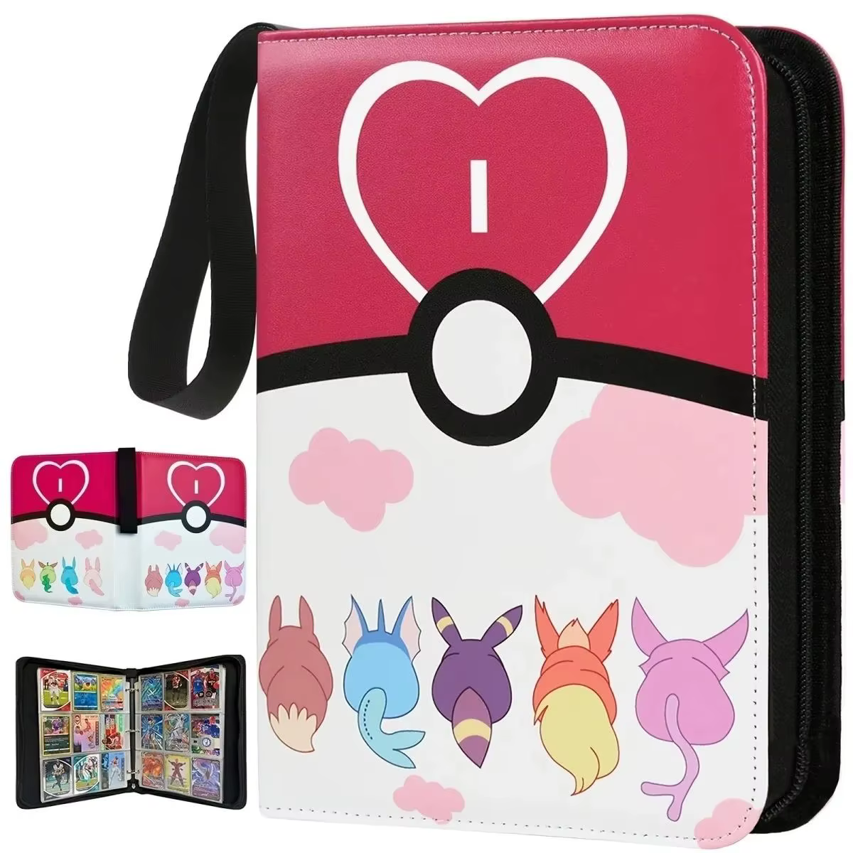 Classeur de cartes Pokémon avec fermeture éclair, album de grande capacité, livre de rangement PTCG, organisateur de cartes à collectionner à feuilles mobiles, cadeau pour les fans de Pikachu