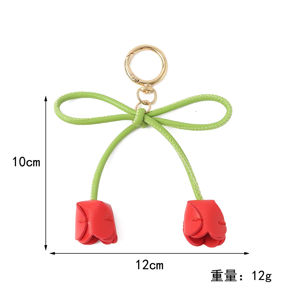 Porte-clés en PU avec nœud tulipe