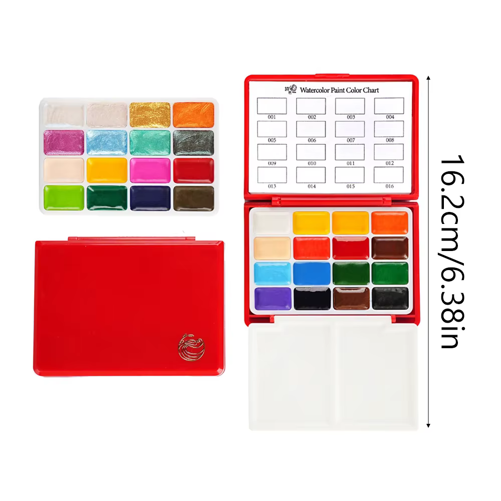 Kit de peinture à l'aquarelle solide professionnel de 32 couleurs, 0,5 ml, boîte pliable portable, outils de peinture pour artistes débutants et professionnels