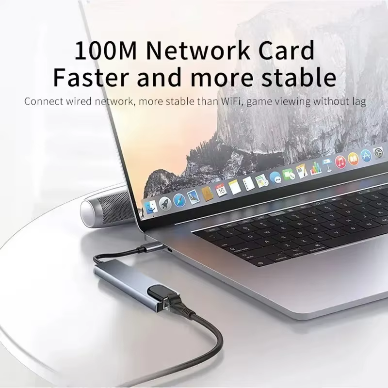 USB C Hub 8In1 7in2 7in1 Type C 3.1 à 4K adaptateur HDMI avec lecteur de carte RJ45 SD/TF PD Charge rapide pour MacBook ordinateur portable