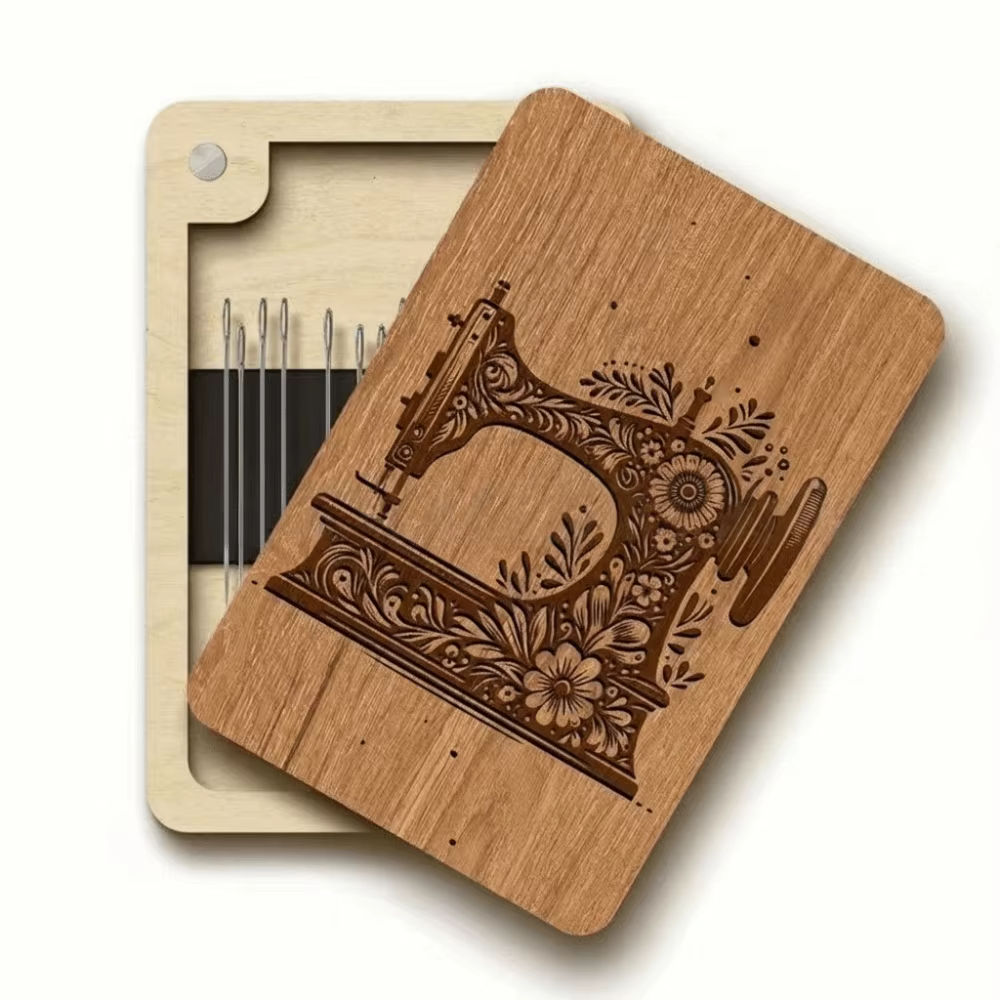 Boîte à aiguilles magnétiques en bois