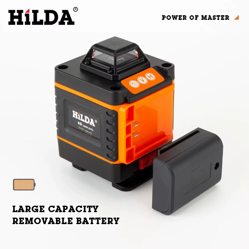 HILDA-Niveau Laser Vert 3D/4D, 12/16 Lignes Auto-Abrasives, Croix Horizontale et Verticale à 360 °, Super Injuste