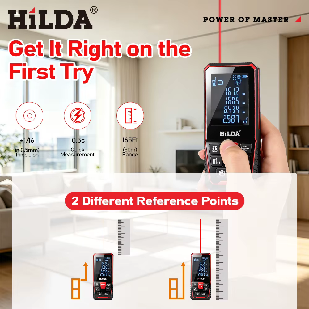 HILDA Laser Distance 50M/100M/120M Télémètre Profesional Mètre