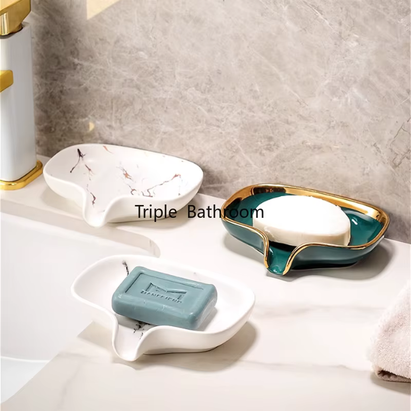 1 pièce Porte-savon en céramique avec drainage