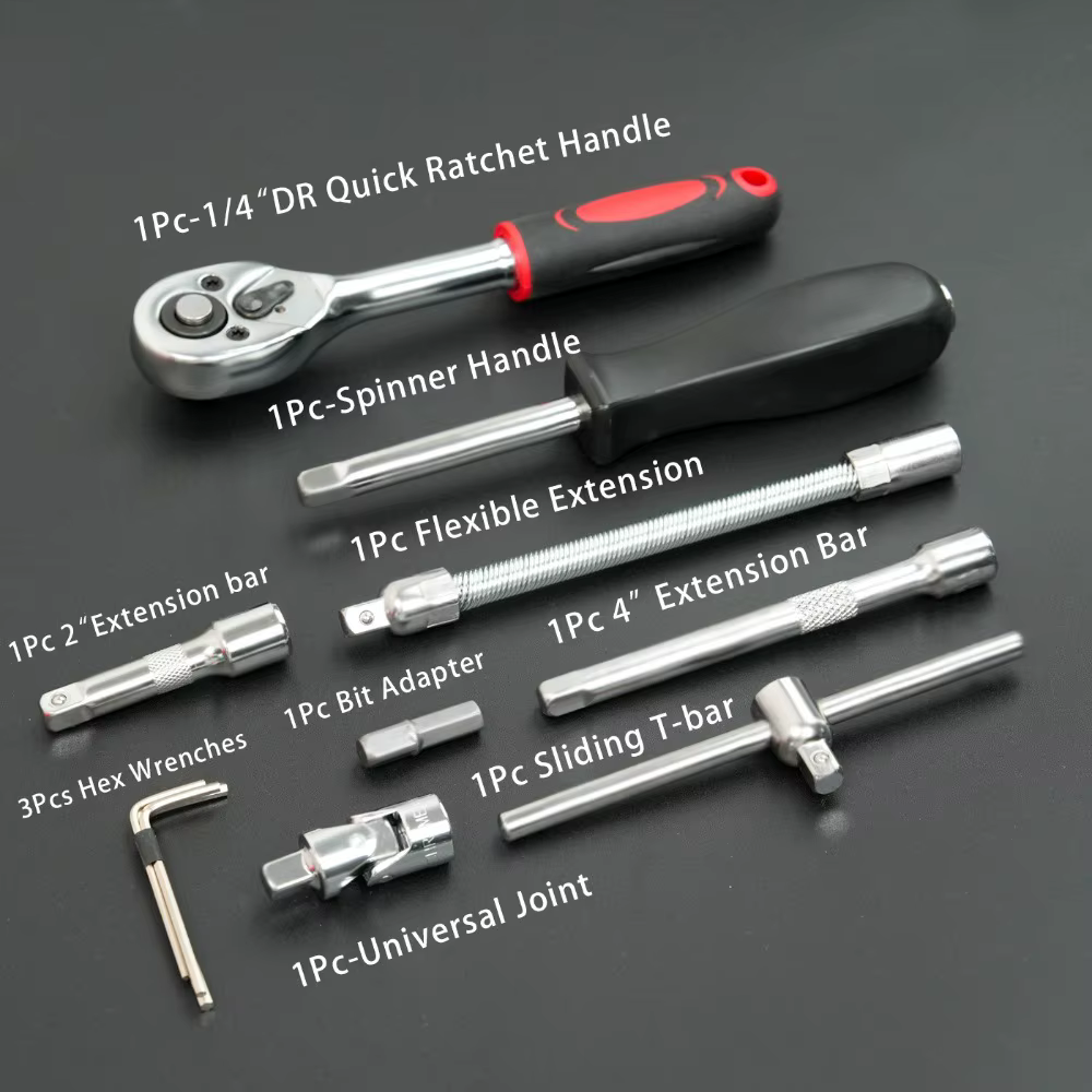 Kit d'entretien automobile 46 pièces : Boîte à outils avec clé à cliquet