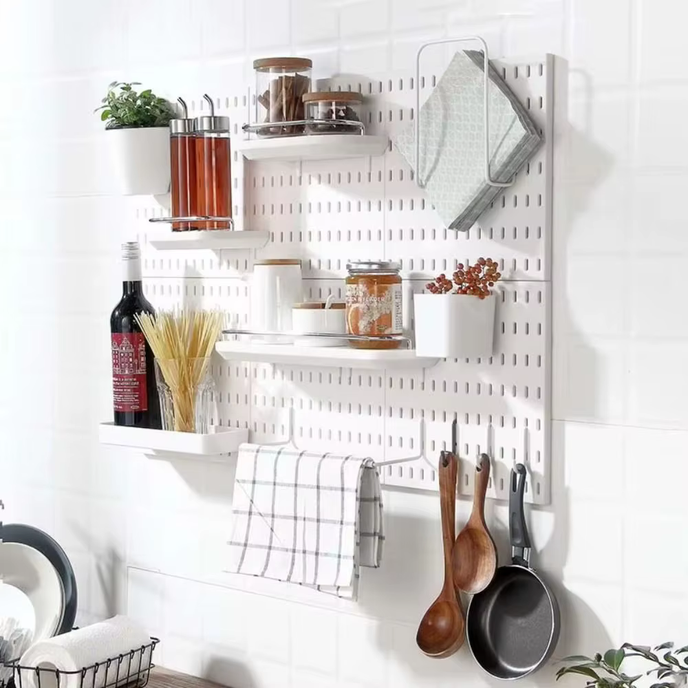 Panneau de rangement mural avec crochets