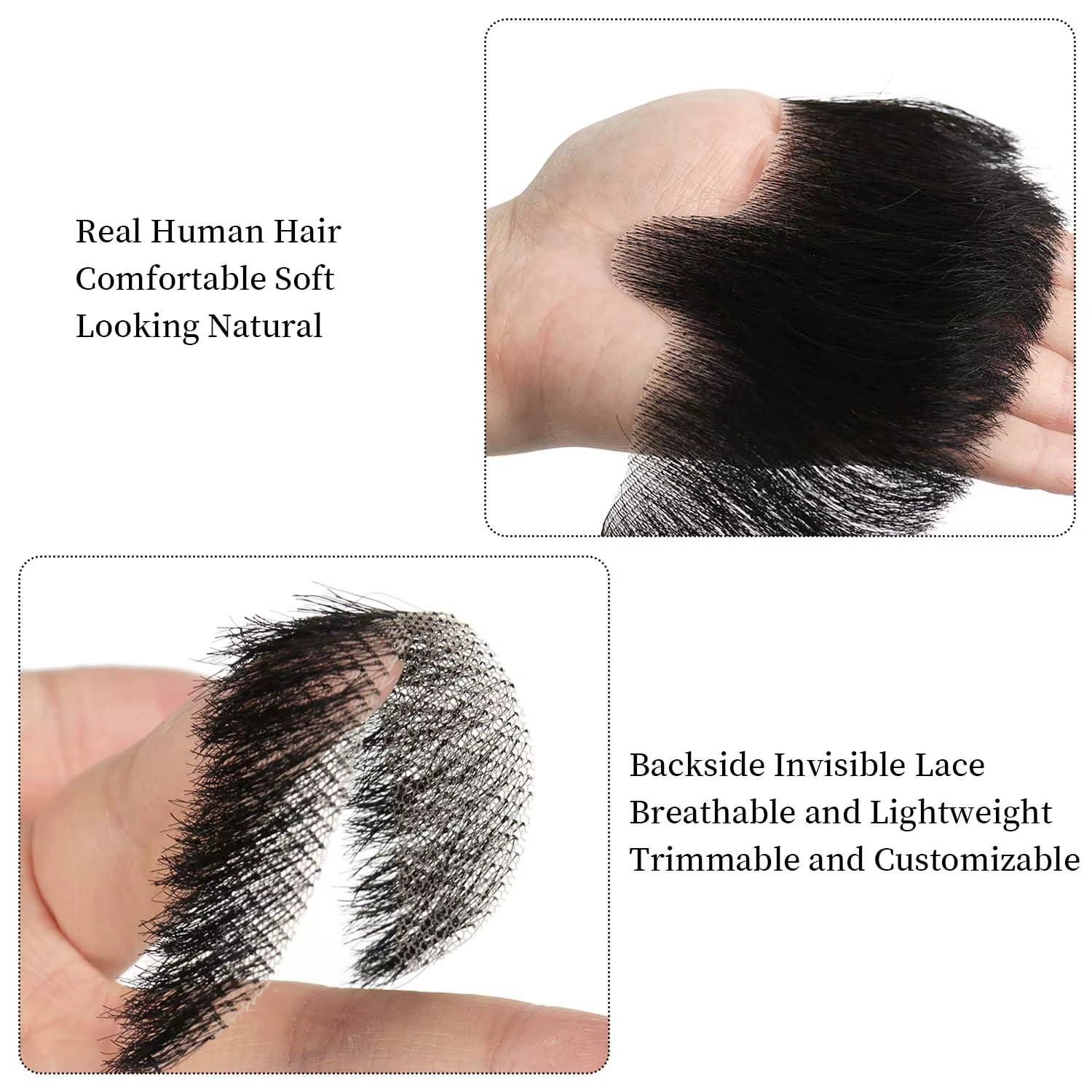Fausse moustache faite à la main avec des cheveux humains