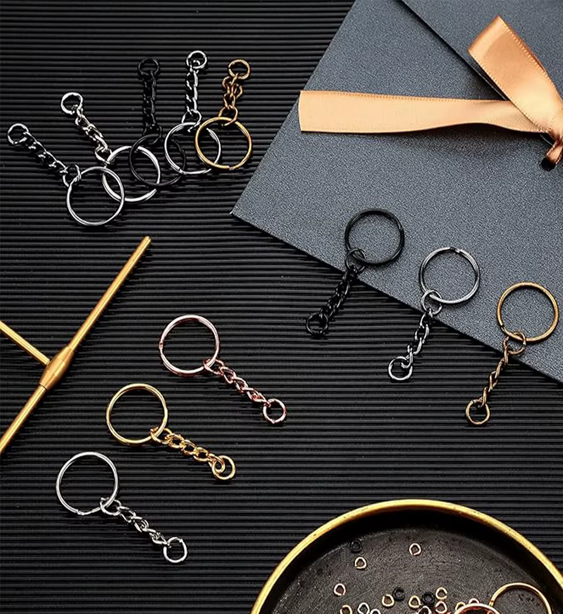 20/50/80 ensembles de kits de porte-clés avec chaînes et anneaux de jonction - Fournitures pour la fabrication de bijoux