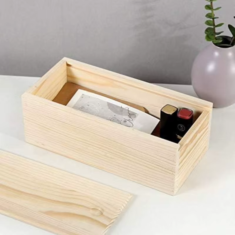 Boîte de rangement coulissante en bois de pin, type tiroir, pour bijoux, cadeaux, souvenirs, organisateur DIY
