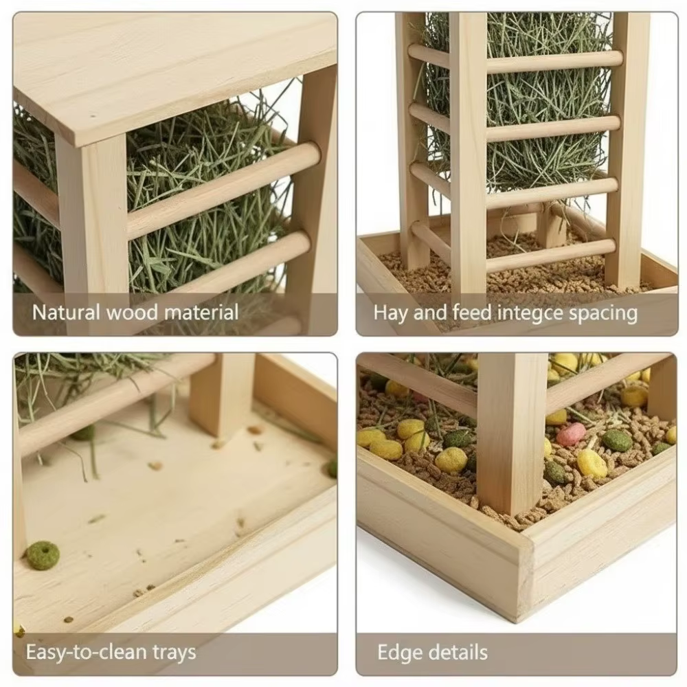 Mangeoire à foin en bois pour lapins