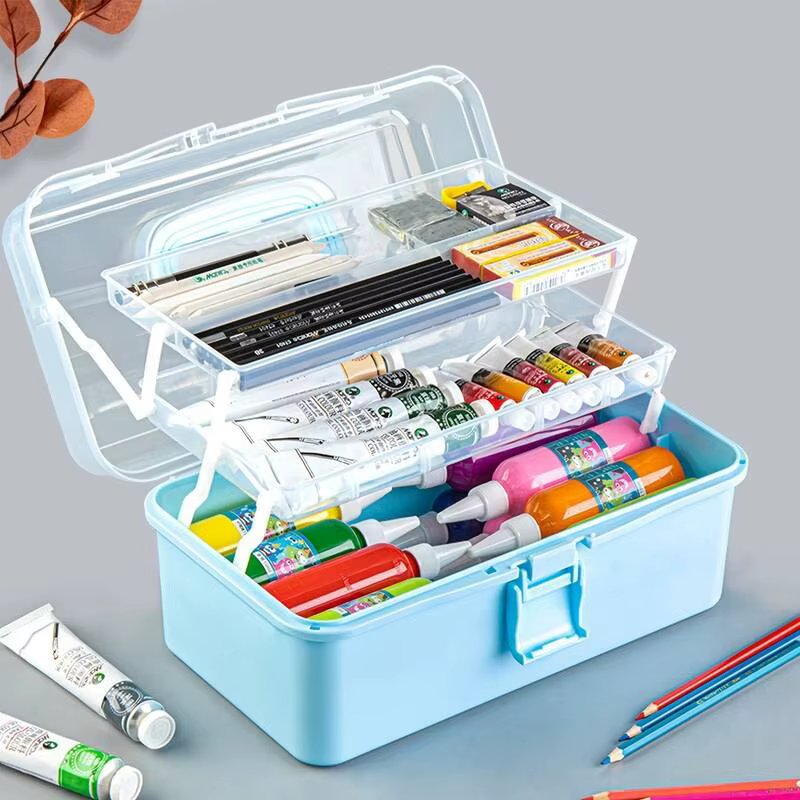 Boîte de rangement artisanale en plastique Transparent à trois couches