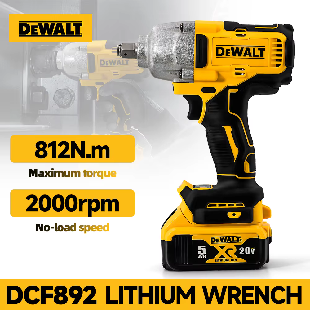 Dewalt DCF892 clé à chocs sans fil sans brosse à couple élevé 20V batterie outil électrique 812N.m clé dynamométrique Portable puissante